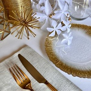 Rufolo Glass Gold Brushstroke Dessert/Salad Plates